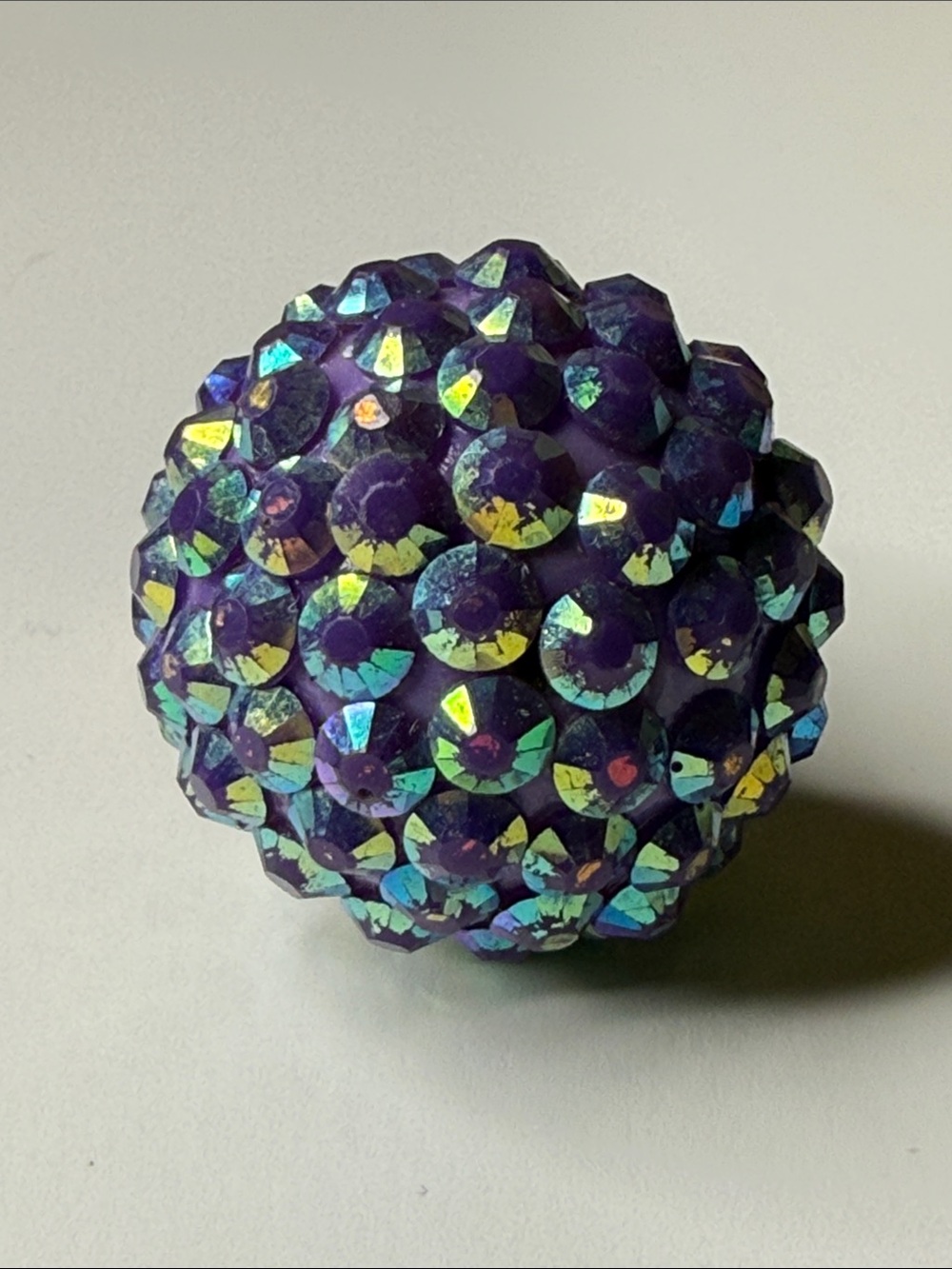 Vintage Purple Rhinestone Disco Ball Statement ring adjustable distressed band